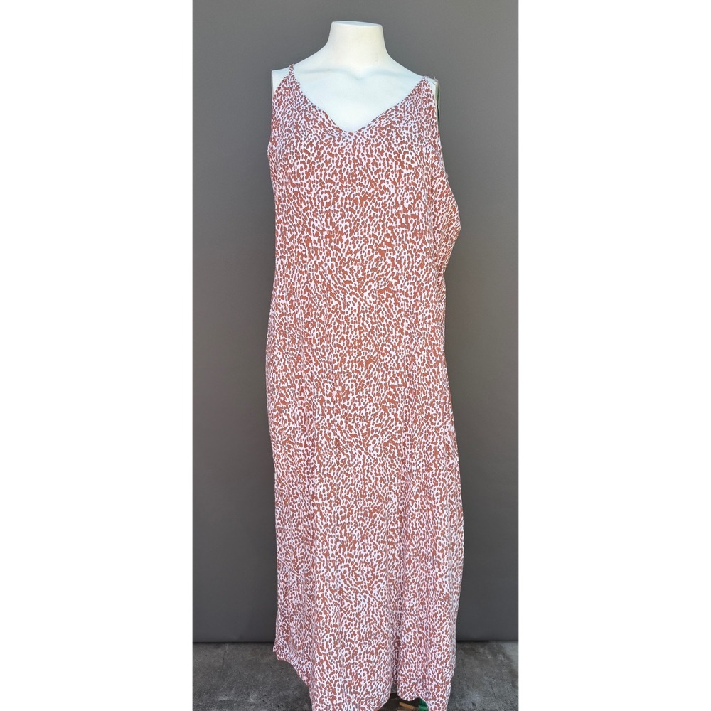 Old‎ Navy Cami Maxi Dress XXL Brown Animal Print Adjustable Straps Boho Summer